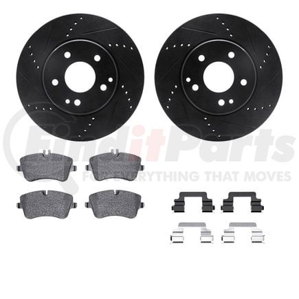 8512-63335 by DYNAMIC FRICTION COMPANY - Rotors-Drilled & Slotted-Black w/ 5000 Advanced Brake Pads Incl Hdw