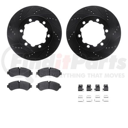 8512-63538 by DYNAMIC FRICTION COMPANY - Rotors-Drilled & Slotted-Black w/ 5000 Advanced Brake Pads Incl Hdw