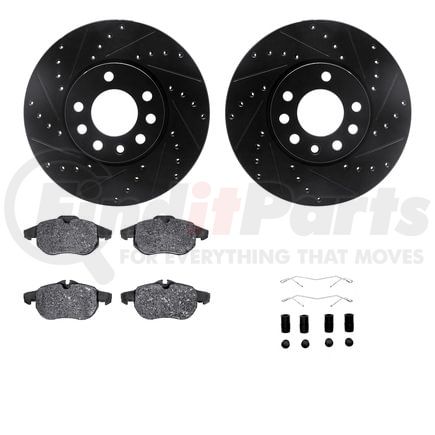 8512-65013 by DYNAMIC FRICTION COMPANY - Rotors-Drilled & Slotted-Black w/ 5000 Advanced Brake Pads Incl Hdw