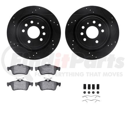 8512-65018 by DYNAMIC FRICTION COMPANY - Rotors-Drilled & Slotted-Black w/ 5000 Advanced Brake Pads Incl Hdw