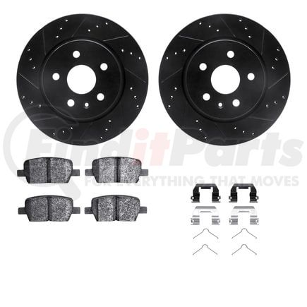 8512-65027 by DYNAMIC FRICTION COMPANY - Rotors-Drilled & Slotted-Black w/ 5000 Advanced Brake Pads Incl Hdw