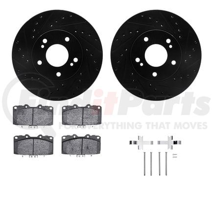 8512-67036 by DYNAMIC FRICTION COMPANY - Rotors-Drilled & Slotted-Black w/ 5000 Advanced Brake Pads Incl Hdw