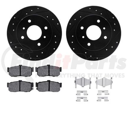 8512-67038 by DYNAMIC FRICTION COMPANY - Rotors-Drilled & Slotted-Black w/ 5000 Advanced Brake Pads Incl Hdw