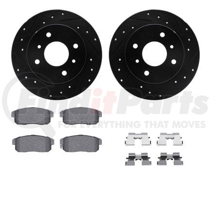 8512-67039 by DYNAMIC FRICTION COMPANY - Rotors-Drilled & Slotted-Black w/ 5000 Advanced Brake Pads Incl Hdw