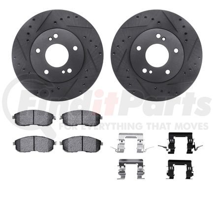 8512-67056 by DYNAMIC FRICTION COMPANY - Rotors-Drilled & Slotted-Black w/ 5000 Advanced Brake Pads Incl Hdw