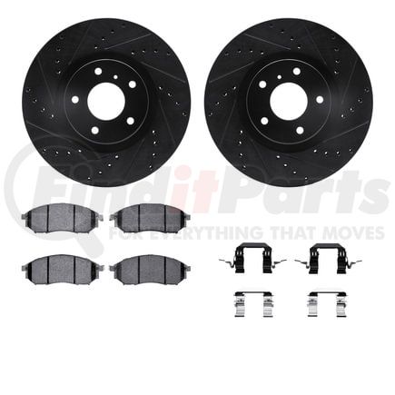 8512-67059 by DYNAMIC FRICTION COMPANY - Rotors-Drilled & Slotted-Black w/ 5000 Advanced Brake Pads Incl Hdw