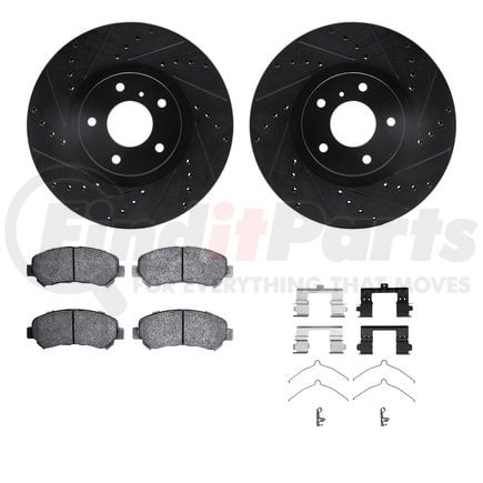 8512-67060 by DYNAMIC FRICTION COMPANY - Rotors-Drilled & Slotted-Black w/ 5000 Advanced Brake Pads Incl Hdw