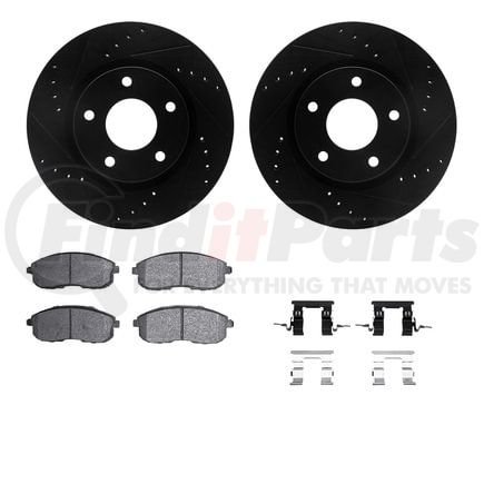 8512-67073 by DYNAMIC FRICTION COMPANY - Rotors-Drilled & Slotted-Black w/ 5000 Advanced Brake Pads Incl Hdw