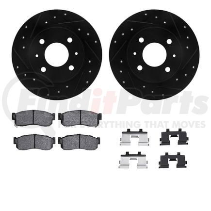 8512-67074 by DYNAMIC FRICTION COMPANY - Rotors-Drilled & Slotted-Black w/ 5000 Advanced Brake Pads Incl Hdw