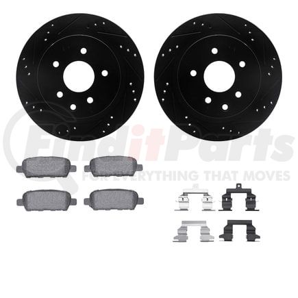 8512-67099 by DYNAMIC FRICTION COMPANY - Brake Rotor - Dimpled & Slotted - Black w/5000 Brake Pads & HW Kit