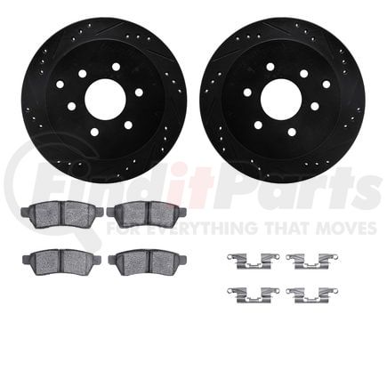 8512-67110 by DYNAMIC FRICTION COMPANY - Brake Rotor - Dimpled & Slotted - Black w/5000 Brake Pads & HW Kit