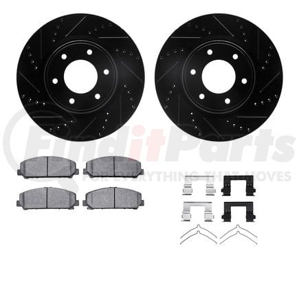 8512-67119 by DYNAMIC FRICTION COMPANY - Brake Rotor - Dimpled & Slotted - Black w/5000 Brake Pads & HW Kit