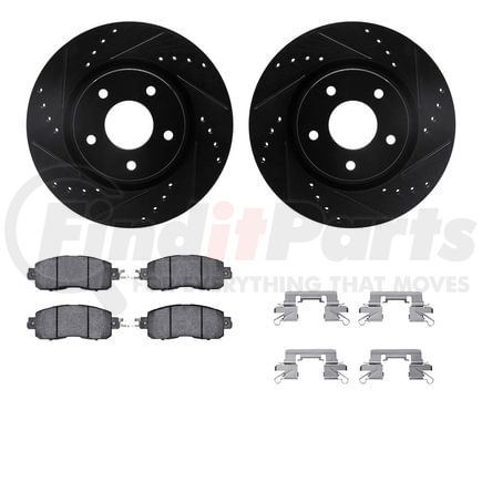 8512-67122 by DYNAMIC FRICTION COMPANY - Rotors-Drilled & Slotted-Black w/ 5000 Advanced Brake Pads Incl Hdw