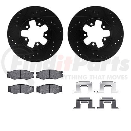8512-67193 by DYNAMIC FRICTION COMPANY - Rotors-Drilled & Slotted-Black w/ 5000 Advanced Brake Pads Incl Hdw