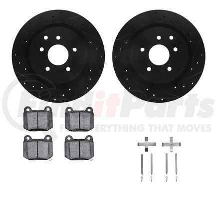 8512-68009 by DYNAMIC FRICTION COMPANY - Rotors-Drilled & Slotted-Black w/ 5000 Advanced Brake Pads Incl Hdw