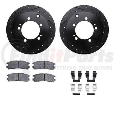 8512-72052 by DYNAMIC FRICTION COMPANY - Rotors-Drilled & Slotted-Black w/ 5000 Advanced Brake Pads Incl Hdw
