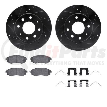 8512-72085 by DYNAMIC FRICTION COMPANY - Rotors-Drilled & Slotted-Black w/ 5000 Advanced Brake Pads Incl Hdw