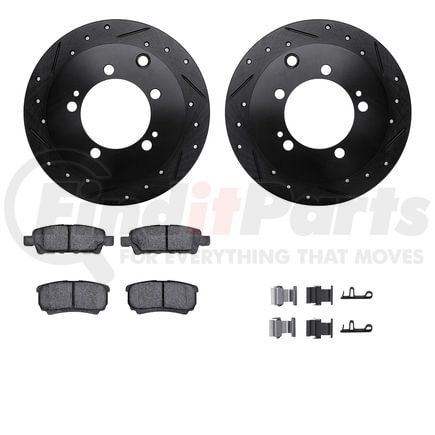 8512-72084 by DYNAMIC FRICTION COMPANY - Brake Rotor - Dimpled & Slotted - Black w/5000 Brake Pads & HW Kit