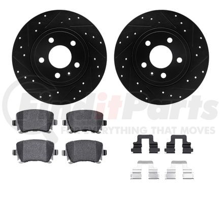 8512-73042 by DYNAMIC FRICTION COMPANY - Rotors-Drilled & Slotted-Black w/ 5000 Advanced Brake Pads Incl Hdw