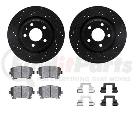 8512-73038 by DYNAMIC FRICTION COMPANY - Rotors-Drilled & Slotted-Black w/ 5000 Advanced Brake Pads Incl Hdw