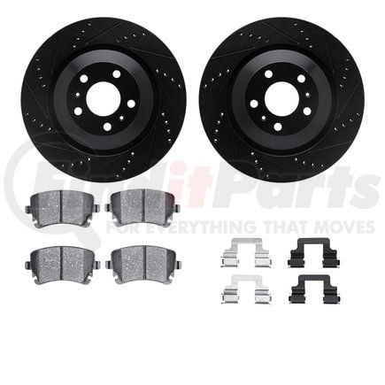 8512-73058 by DYNAMIC FRICTION COMPANY - Rotors-Drilled & Slotted-Black w/ 5000 Advanced Brake Pads Incl Hdw