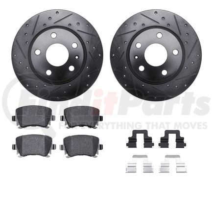 8512-73062 by DYNAMIC FRICTION COMPANY - Rotors-Drilled & Slotted-Black w/ 5000 Advanced Brake Pads Incl Hdw