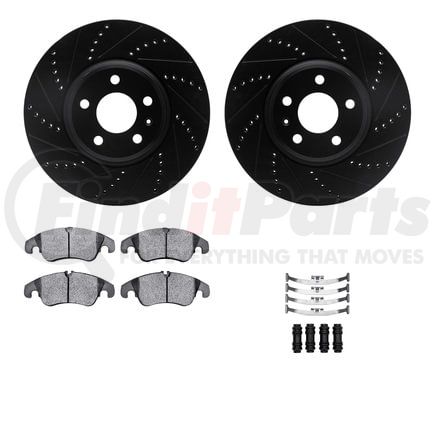8512-73065 by DYNAMIC FRICTION COMPANY - Brake Rotor - Drilled & Slotted - Black w/5000 Brake Pads & HW Kit