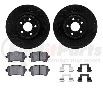 8512-73088 by DYNAMIC FRICTION COMPANY - Rotors-Drilled & Slotted-Black w/ 5000 Advanced Brake Pads Incl Hdw