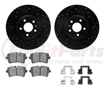 8512-73091 by DYNAMIC FRICTION COMPANY - Rotors-Drilled & Slotted-Black w/ 5000 Advanced Brake Pads Incl Hdw