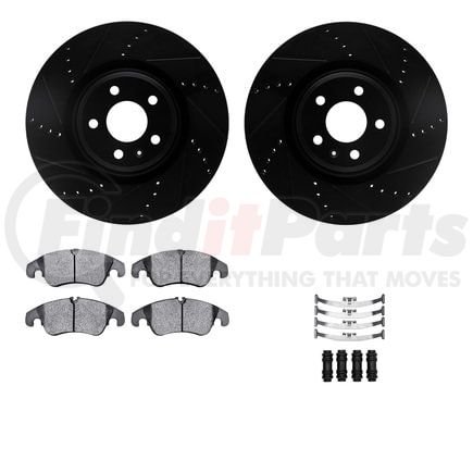 8512-73093 by DYNAMIC FRICTION COMPANY - Rotors-Drilled & Slotted-Black w/ 5000 Advanced Brake Pads Incl Hdw