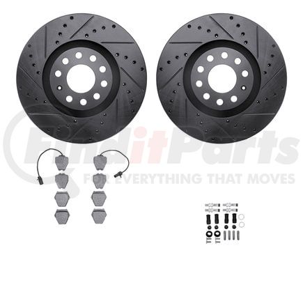 8512-73231 by DYNAMIC FRICTION COMPANY - Rotors-Drilled & Slotted-Black w/ 5000 Advanced Brake Pads Incl Hdw