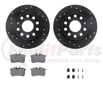 8512-74068 by DYNAMIC FRICTION COMPANY - Rotors-Drilled & Slotted-Black w/ 5000 Advanced Brake Pads Incl Hdw