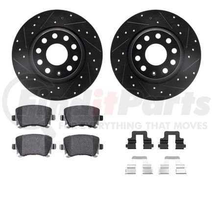 8512-74085 by DYNAMIC FRICTION COMPANY - Brake Rotor - Dimpled & Slotted - Black w/5000 Brake Pads & HW Kit