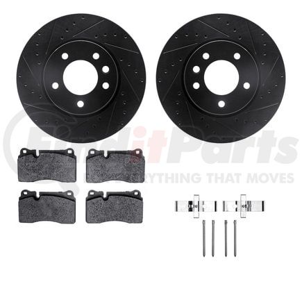8512-74100 by DYNAMIC FRICTION COMPANY - Rotors-Drilled & Slotted-Black w/ 5000 Advanced Brake Pads Incl Hdw