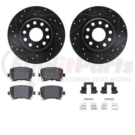 8512-74113 by DYNAMIC FRICTION COMPANY - Rotors-Drilled & Slotted-Black w/ 5000 Advanced Brake Pads Incl Hdw