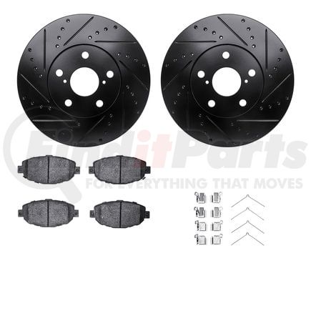 8512-75005 by DYNAMIC FRICTION COMPANY - Rotors-Drilled & Slotted-Black w/ 5000 Advanced Brake Pads Incl Hdw