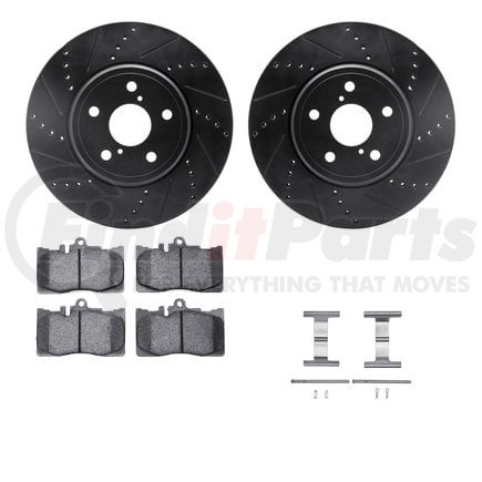 8512-75012 by DYNAMIC FRICTION COMPANY - Rotors-Drilled & Slotted-Black w/ 5000 Advanced Brake Pads Incl Hdw