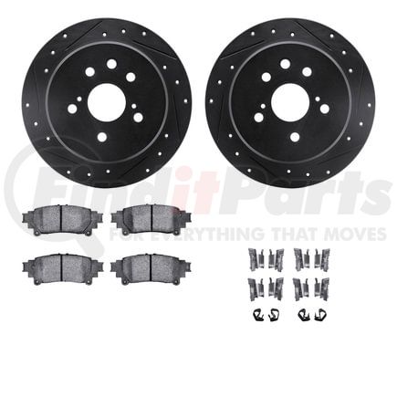 8512-75020 by DYNAMIC FRICTION COMPANY - Rotors-Drilled & Slotted-Black w/ 5000 Advanced Brake Pads Incl Hdw