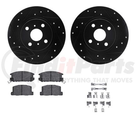 8512-76033 by DYNAMIC FRICTION COMPANY - Rotors-Drilled & Slotted-Black w/ 5000 Advanced Brake Pads Incl Hdw