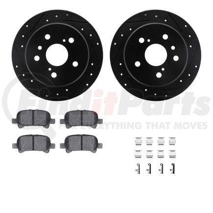 8512-76058 by DYNAMIC FRICTION COMPANY - Rotors-Drilled & Slotted-Black w/ 5000 Advanced Brake Pads Incl Hdw