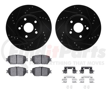 8512-76062 by DYNAMIC FRICTION COMPANY - Rotors-Drilled & Slotted-Black w/ 5000 Advanced Brake Pads Incl Hdw