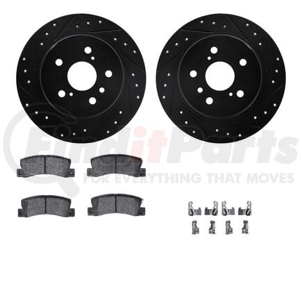 8512-76063 by DYNAMIC FRICTION COMPANY - Brake Rotor - Dimpled & Slotted - Black w/5000 Brake Pads & HW Kit