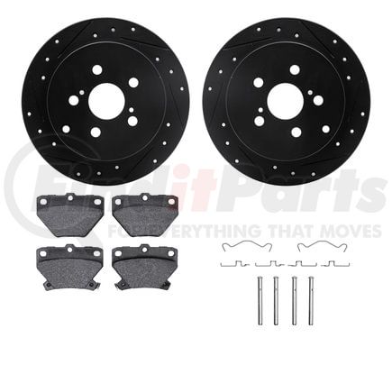 8512-76084 by DYNAMIC FRICTION COMPANY - Rotors-Drilled & Slotted-Black w/ 5000 Advanced Brake Pads Incl Hdw