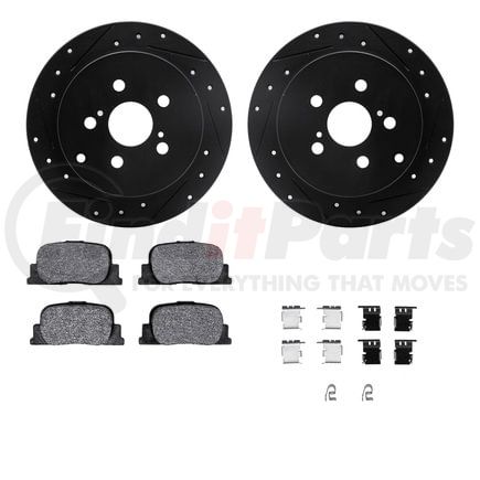 8512-76085 by DYNAMIC FRICTION COMPANY - Rotors-Drilled & Slotted-Black w/ 5000 Advanced Brake Pads Incl Hdw