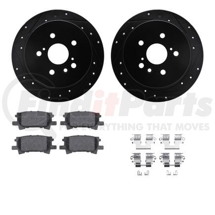 8512-76150 by DYNAMIC FRICTION COMPANY - Brake Rotor - Dimpled & Slotted - Black w/5000 Brake Pads & HW Kit