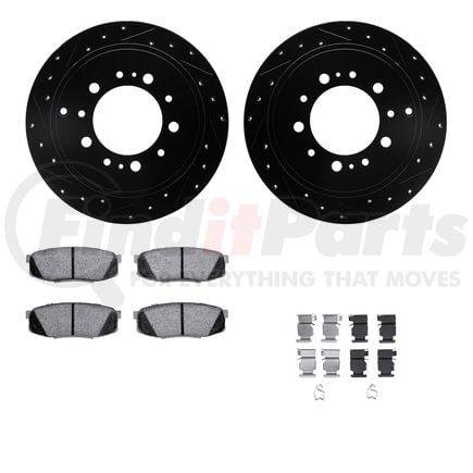 8512-76163 by DYNAMIC FRICTION COMPANY - Brake Rotor - Dimpled & Slotted - Black w/5000 Brake Pads & HW Kit