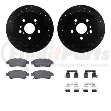 8512-76189 by DYNAMIC FRICTION COMPANY - Rotors-Drilled & Slotted-Black w/ 5000 Advanced Brake Pads Incl Hdw