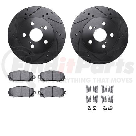 8512-76192 by DYNAMIC FRICTION COMPANY - Rotors-Drilled & Slotted-Black w/ 5000 Advanced Brake Pads Incl Hdw