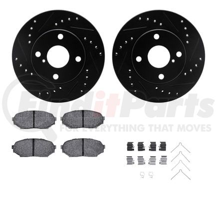 8512-80015 by DYNAMIC FRICTION COMPANY - Rotors-Drilled & Slotted-Black w/ 5000 Advanced Brake Pads Incl Hdw