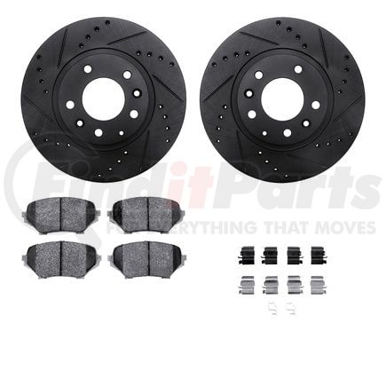 8512-80041 by DYNAMIC FRICTION COMPANY - Rotors-Drilled & Slotted-Black w/ 5000 Advanced Brake Pads Incl Hdw